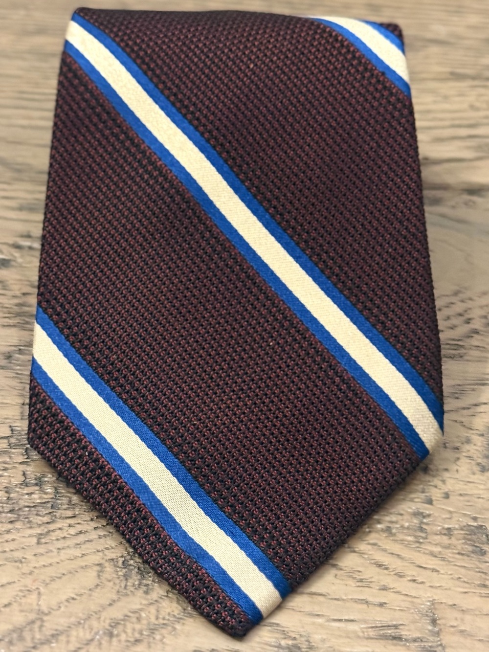 Polo by Ralph Lauren Burgundy Tie with Blue and Cream Stripes